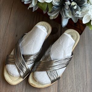 Patrizia Metallic Cross-Strap Women's Sandals
